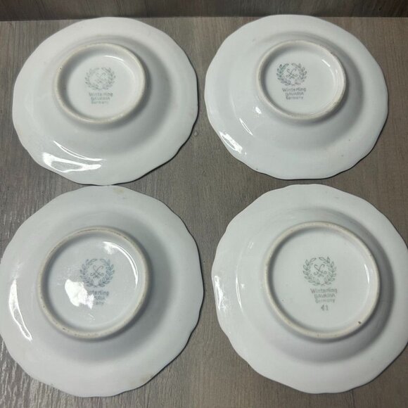 Set Of 4 Winterling Bavaria Porcelain Plates Romantic Scenes Gold Trim 4" each - Picture 2 of 4